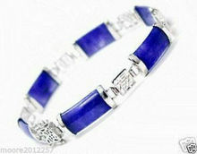 Hot sale new Style >>>>Charming Fashion Jewellery Blue stone solid silver Bracelet 7.5" 2024 - buy cheap