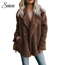 Women Long Faux Fur Coat Winter Turn-Down Collar Double-Breasted Warm Coat Female Casual Fake Fur Overcoat Warm Plush Teddy Coat 2024 - buy cheap