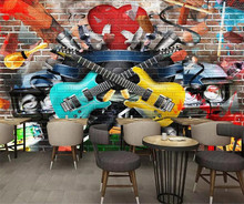 Personalized Customization 3D Stereo Brick Wall Graffiti Guitar Bar KTV Cafe Restaurant Mural Wallpaper Papel De Parede 3D Sala 2024 - buy cheap