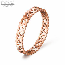 FYSARA Classic Fashion Hollow Heart Rings For Women Lady Party Jewelry High Polish Stainless Steel Rose Gold Color Finger Rings 2024 - buy cheap