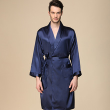 Men's Silk Robes Plus Size 5XL Satin Long Sleeve Pajamas Bathrobe Male Nightgown Sleepwear Kimono Solid Dressing Gown 2024 - buy cheap
