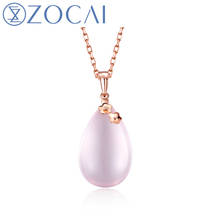 ZOCAI choker Real 11.0 Ct Rose Quartz Pendanti 18K Rose Gold (AU750) + 925 Silver Chain D02976 2024 - buy cheap