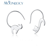 MOONROCY Silver Color Earring Cut Cat Dangle Hook Simple Vintage Trendy Party Jewelry Wholesale Jewelry for Women Girls Gift 2024 - buy cheap