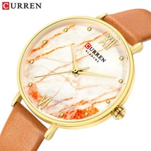 CURREN Women Luxury Brand New Watch Orange Fashion  Leather Analog Ladies Wristwatch Glassy Waterproof Female clock reloj mujer 2024 - buy cheap