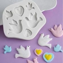 Molde de silicone amor para pombos da paz, forma de silicone para decoração de bolo, utensílios de desenhos animados 2024 - compre barato