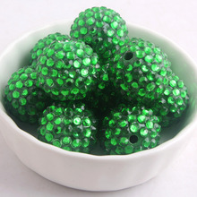 Kwoi vita Green color Resin Rhinestone Ball  beads  Wholesales  AAA Quality 20mm Chunky 100pcs/lotfor Kids Girl  Jewelry 2024 - buy cheap