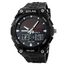 2019 nuevo reloj a energía solar marca skmei relojes deportivos para hombre 2 zonas horarias cuarzo digital relojes de pulsera multifuncionales para exteriores 2024 - compra barato