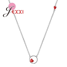 Colgante con diseño de forma de corazón rojo para mujer + collar redondo, joyería de plata 925 auténtica, precio de fábrica 2024 - compra barato