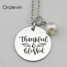 Metal Stamping Ideas THANKFUL BLESSED Inspirational Hand Stamped Engraved Charm Pendant Necklace Gift Jewelry,10Pcs/Lot, #LN2315 2024 - buy cheap