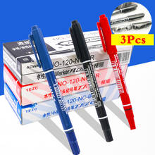 3Pcs Dual Tip 0.5/1MM Black Blue Red Permanent Markers Pens Sign Marker Pen for Fabric Metal Quality Fineliner for Drawing 2024 - buy cheap