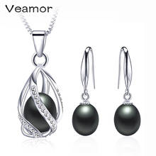 VEAMOR Elegant Big Real Natural Freshwater Pearl Necklaces & Pendants For Women/Ladies/Girl Jewelry Set Pure Sterling Silver 2024 - buy cheap