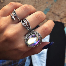 3 шт./компл. женское модное массивное кольцо с крупным кристаллом опалом и геометрической стрелкой, кольцо с цветком неправильной формы, ювелирные изделия для свадебной вечеринки 2024 - купить недорого