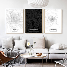 Black and White City Map Wall Art Canvas Painting Posters and prints Modern Decoration Wall Pictures for Living Room Home Decor 2024 - buy cheap