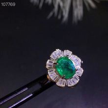 Natural emerald ring Free shipping 925 sterling silver 6*8mm gemstone Fine jewelry 2024 - buy cheap