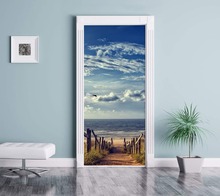 3D Door Mural Cloudy Beach Door Sticker Wallpaper Wall Print Decal Wall Deco Wall Mural Photo self adhesive door wrap 2024 - buy cheap