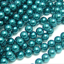 Mhs. sun acessórios de joias 3mm-16mm pavão azul solto imitação de pérola redonda espaçador de vidro contas para decoração de vestuário 2024 - compre barato