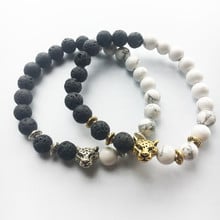 Mulheres Homens Pulseira de Contas Design Leopardo Com Contas Brancas E Pretas Bom Presente De Aniversário Escolher Fornecer Dropshipping 2024 - compre barato