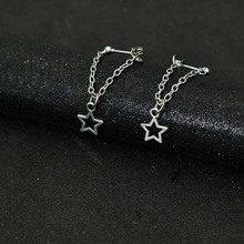 Bing Tu Simple Metal Round Leaf Star Pendant Drop Earrings Hanging Chain Earring Korean Party Jewelry Accessories 2024 - buy cheap