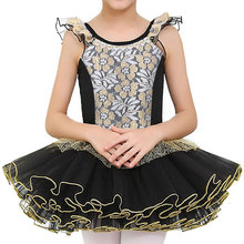 BAOHULU-vestido de Ballet de algodón para niños, ropa de baile con tutú, lámina dorada, encaje, leotardos 2024 - compra barato