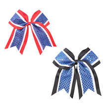 8Pcs/lot 7'' Handmade Three Layer Ribbon Sequins Cheer Bows With Elastic Girls Cheerleading Boutique Hair Accessories 2024 - buy cheap