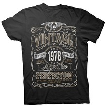 Camiseta Vintage envejecida para hombre, ropa con estampado desgastado, regalo de 40 cumpleaños, moda 1978, Top Rude, redondo, 2019 2024 - compra barato