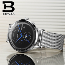 Automatic Movement BINGER Top Brand Luxury Men Mechanical Watch relogio masculino Stainless Steel Black Dial Sapphire Watch Men 2024 - compre barato