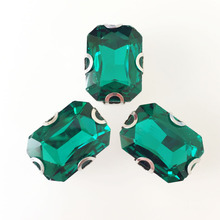 Malachite green Rectangle D shape claw crystal glass sew on rhinestones DIY clothing accessories 2024 - buy cheap