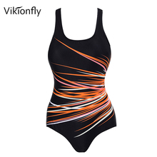 Женский купальный костюм Vikionfly, однотонный купальник большого размера с мягкой подкладкой, для плавания, 2019 2024 - купить недорого