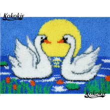 Alfombra con gancho de pestillo para manualidades, impresión en lienzo 3d, moon swan, vloerklee, tapijt, foamiran, accesorios de costura, knooppakket, crochet 2024 - compra barato