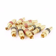 Gold Plated Solderless Metal Spring Male RCA Plug Audio Video Connector Adapter 2024 - buy cheap