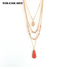 TOUCHEART Bohemia Multilayer Gold color Long Necklaces Natural Stone Pink Crystal Chain Necklace Women Ethnic Jewelry SNE160102 2024 - buy cheap