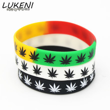 LUKENI 3PC leaves Jamaica weed Rasta Reggae Silicone Bracelet&Bangles Black White Color wristband Fashion jewelry Gifts SH125 2024 - buy cheap