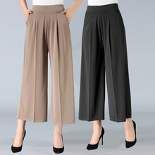 TUHAO-pantalones para mujer de mediana edad, pantalón de oficina, pantalones de pierna ancha, Casual plisado, talla grande 5XL 4XL, LJ70 2024 - compra barato