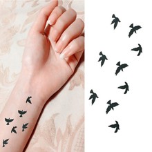 Водостойкая Временная тату-наклейка, классическая черная татуировка, боди-арт, летающая птичка, тату для женщин и девочек 2024 - купить недорого