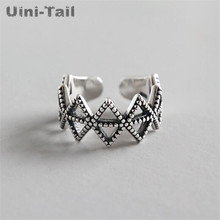 Uini-tail anel 2018 de prata esterlina antiga, anel geométrico retrô, moda europeia e americana para mulheres, anel aberto gn820 2024 - compre barato