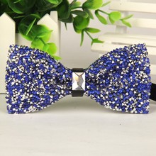SHENNAIWEI 2016 blue silver diamond bowtie male crystal gem bow tie designer lots 2024 - buy cheap