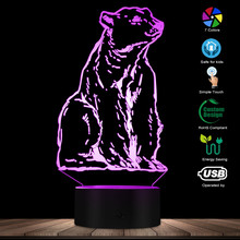 Lâmpada de mesa com efeito 3d de animal totem, luminária com tema animal para quarto de crianças