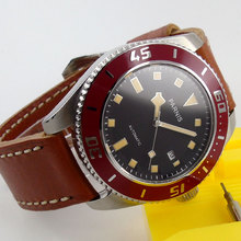 Miyota-Reloj de pulsera con correa de cuero para hombre, accesorio masculino de pulsera con esfera de fecha y ventana con caja de acero de marca de lujo, 21 joyas, movimiento automático, 43mm, color negro 2024 - compra barato