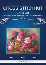 Conjunto de cesta de rosas-kit bordado artesanal, faça você mesmo, ponto cruz de 14 ct, dmc color 8 2024 - compre barato