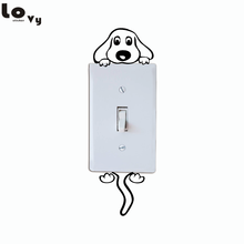 Interruptor de Luz Adesivo Engraçado bonito Dos Desenhos Animados Cão Cão Adesivos de Parede de Vinil para Quarto de Crianças Quarto Home Decor 2024 - compre barato