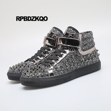 Skate Metal Casual Elevator Hip Hop Winter Sneakers Spike Black Glitter Shoes Stud Rubber Rivet Dandelion High Top Men Trainers 2024 - buy cheap