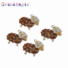 GraceAngie Zinc Alloy 10pcs Zinc Alloy Drop Oil Enamel Pendant Cute Sheep Bracelet Jewelry Keychain Accessories Women Girl 2024 - buy cheap