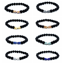 Volcanic Lava Stone Essential Oil Diffuser Bracelets Bangle Healing Balance Yoga magnet arrow Beads Bracelet Weight Loss 2024 - buy cheap