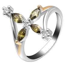 Rótulo novos anéis da moda mais recente joia prateada feminina azeitona greeb zircônia flor cristal joias para dedos 2024 - compre barato