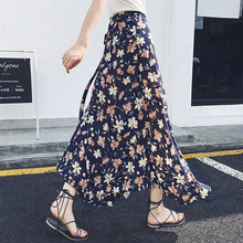 Bohemian High Waist Floral Print Summer Skirts Womens Boho Asymmetrical Chiffon Skirt Maxi Long Skirts 2024 - buy cheap