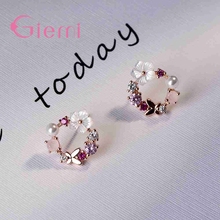 Fashion 100% 925 Sterling Silver Stud Earrings Elegant Hollow Flower Women Jewelry Brincos for Wedding Party 2024 - buy cheap