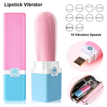 Mini lápiz labial de silicona realista vibrador USB g-spot Clitoris pezón estimulador Vagina masajeador adultos juguetes sexuales para mujeres 2024 - compra barato