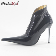 Acessório do calcanhar sensível ao toque Salto stiletto extremamente fino, 12cm/14cm, couro envernizado de ponta ultra fina, salto metálico, sexy, tamanho grande 2024 - compre barato