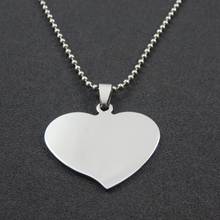 1PCS Blank Dogtags Stainless Steel Love heart Necklace Pendant, DIY Jewelry Tags 2024 - buy cheap