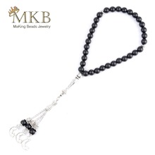 33 Prayer Beads Islamic Muslim Tasbih Natural Stone Matte Black Agates Beads Rosary Bracelets For Women Men Prayer Jewelry 2024 - buy cheap